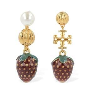 Tory Burch Logo Strawberry Charm Drop Earrings